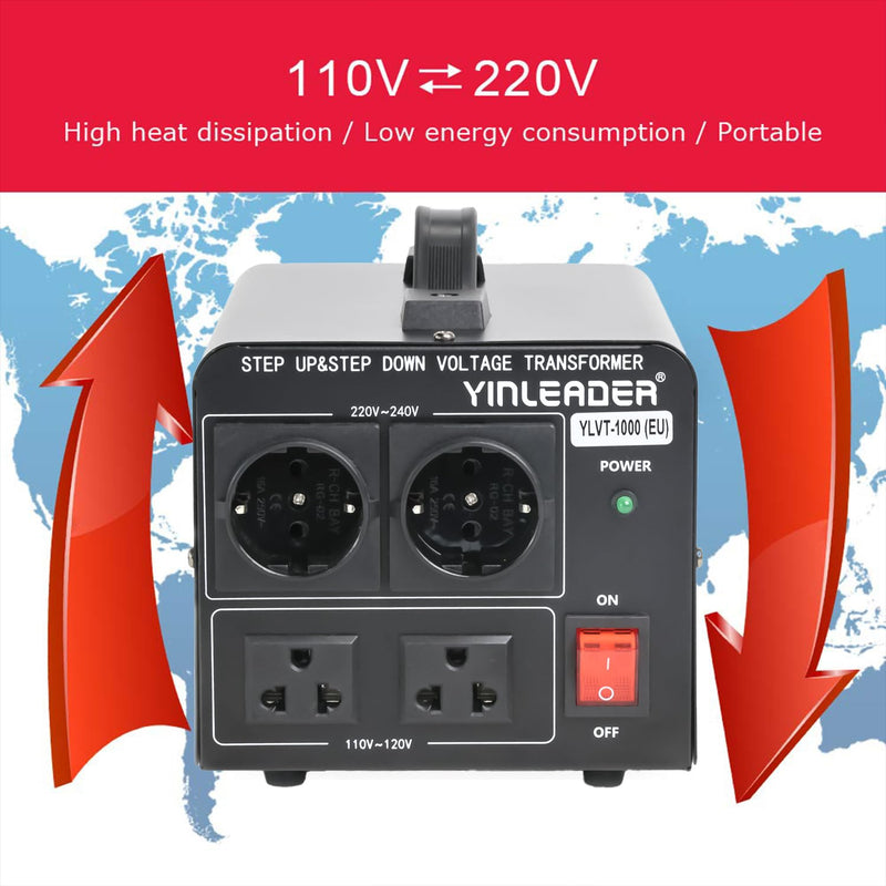 Yinleader 1000W 230V bis 110 Volt USA Spannungswandler Ringkern-Transformator 1000 Watt - In: 110V o