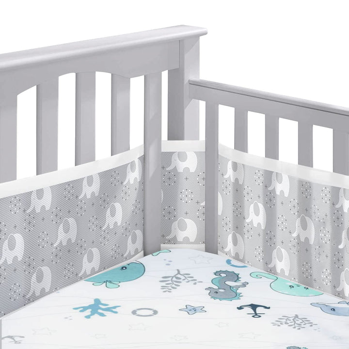 Bettumrandung Babybett,Baby Nestchen Bettumrandung,Kopfumrandung Babybett,Atmungsaktive Krippenumran