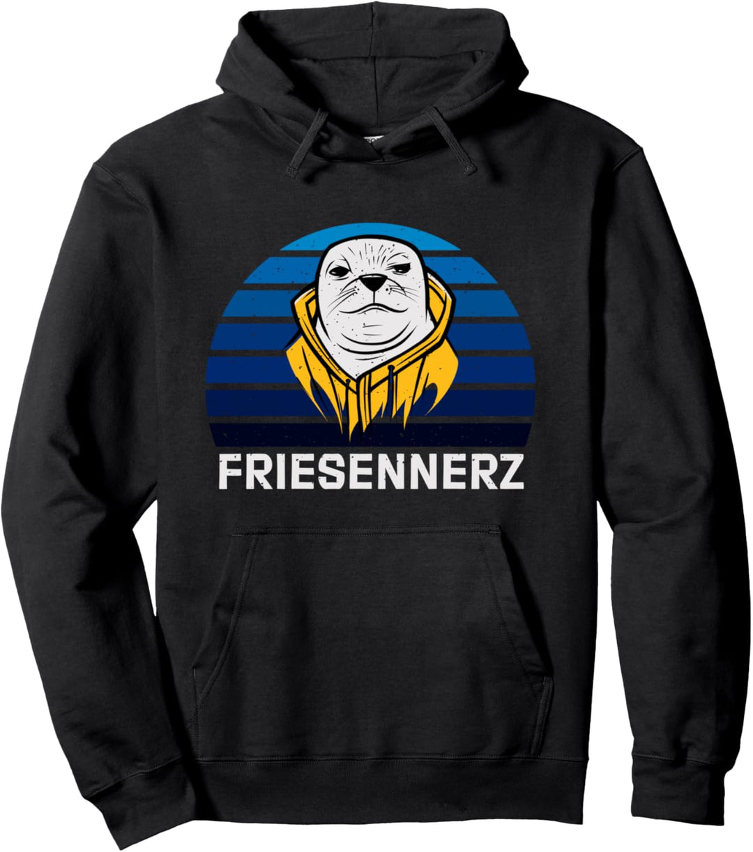 Freche Robbe mit Friesennerz Pullover Hoodie