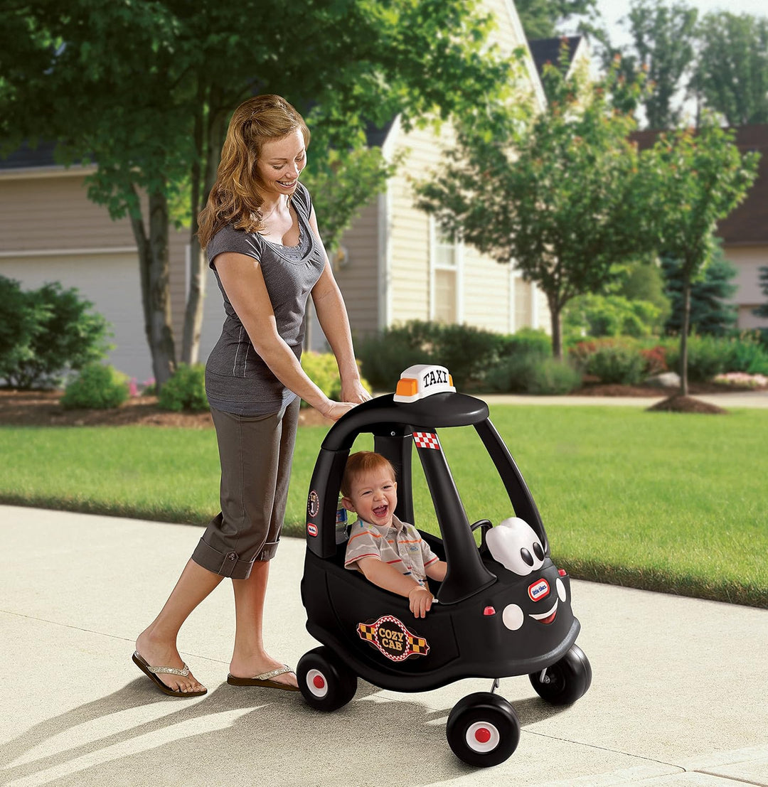 little tikes Taxi Schwarz Cozy Coupe Rutschspiel mit Hupe, das wirklich funktioniert, Einschaltschal