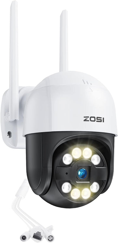 ZOSI 3MP 2K Pan/Tilt Überwachungskamera Aussen WLAN, 355°/140° Schwenkbar WiFi IP Kamera mit Plug-in