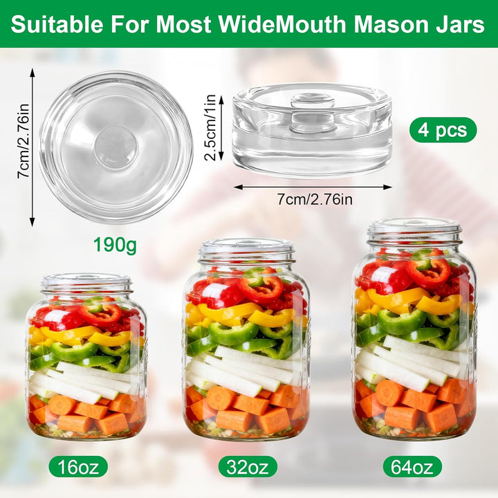4 Stück Fermentiergewichte Ø7cm, Glasgewichte zum Fermentieren, robuste Fermentationsgewichte & Glas
