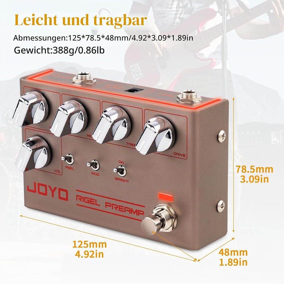 JOYO High Gain Overdrive Effektpedalverstärker Simulation Gitarrenpedale mit echtem Amp-Kopfton für