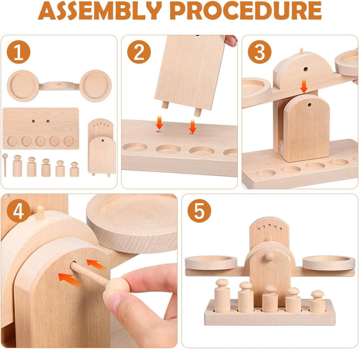 ibasenice Holzwaage Kinder Spielzeug, Montessori Lernspielzeug für Gleichgewicht & Gewicht, Pädagogi