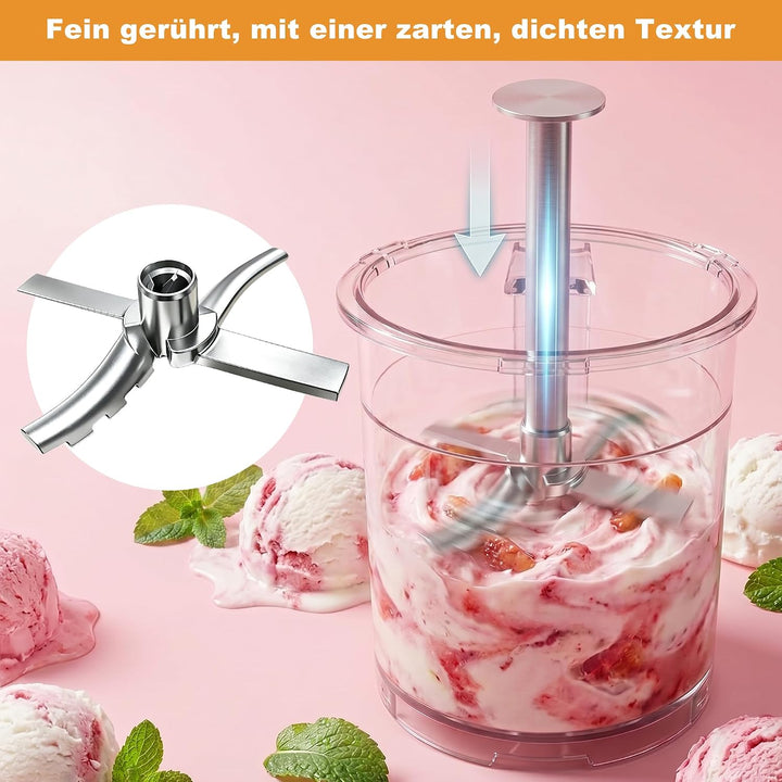 ROTTOGOON Eismaschine mit 3 Bechern 10 Programme für Eiscreme Sorbet Gelato & Frozen Yogurt 2-in-1 G