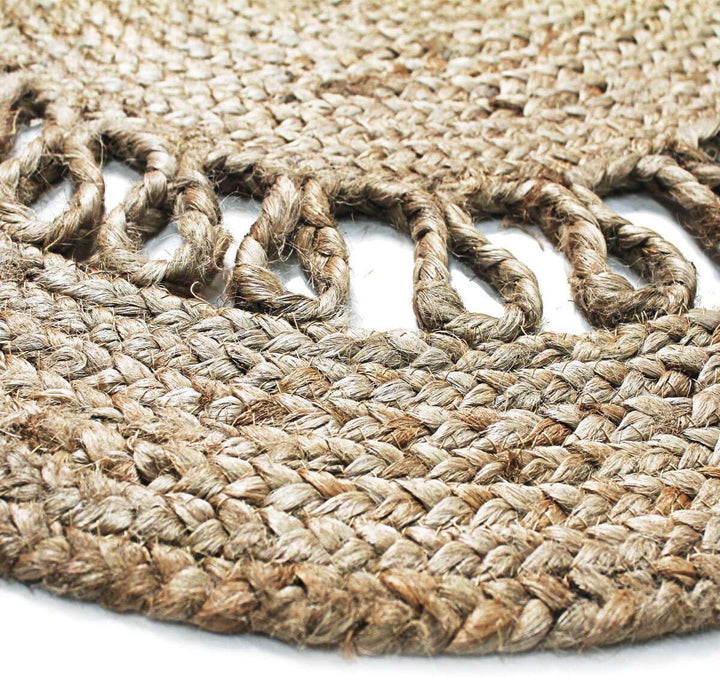 The Deco Factory Funny Jute – Teppich, rund, Jute, Wellenform, Natur, Durchmesser 120 cm
