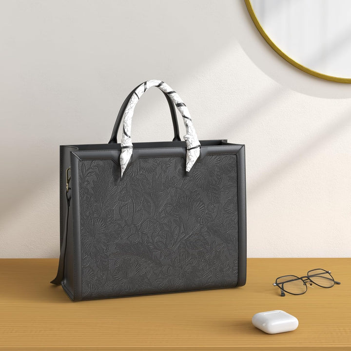 NUBILY Handtasche Damen Shopper Grosse Schwarz Leder Umhängetasche Elegant Gross Laptop Schultertasc