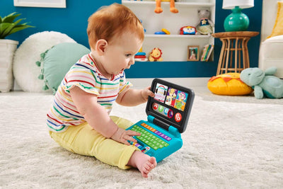 FISHER-PRICE Lernspass Homeoffice Laptop – elektronisches Lernspielzeug mit Smart-Stages-Lerninhalte