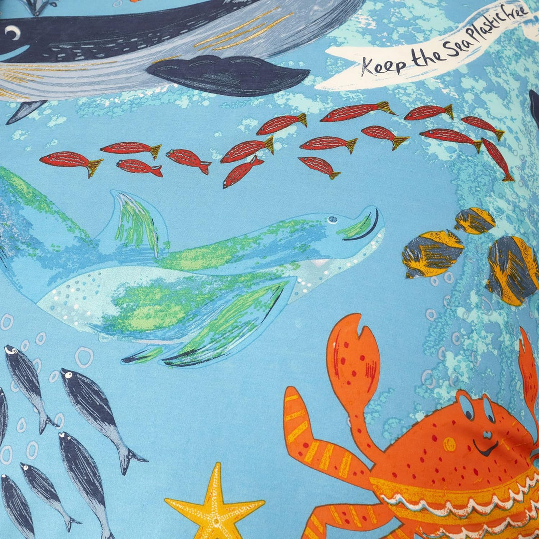 Happy Linen Company Sealife Bettwäsche-Set für Mädchen und Jungen, wendbar, Blau
