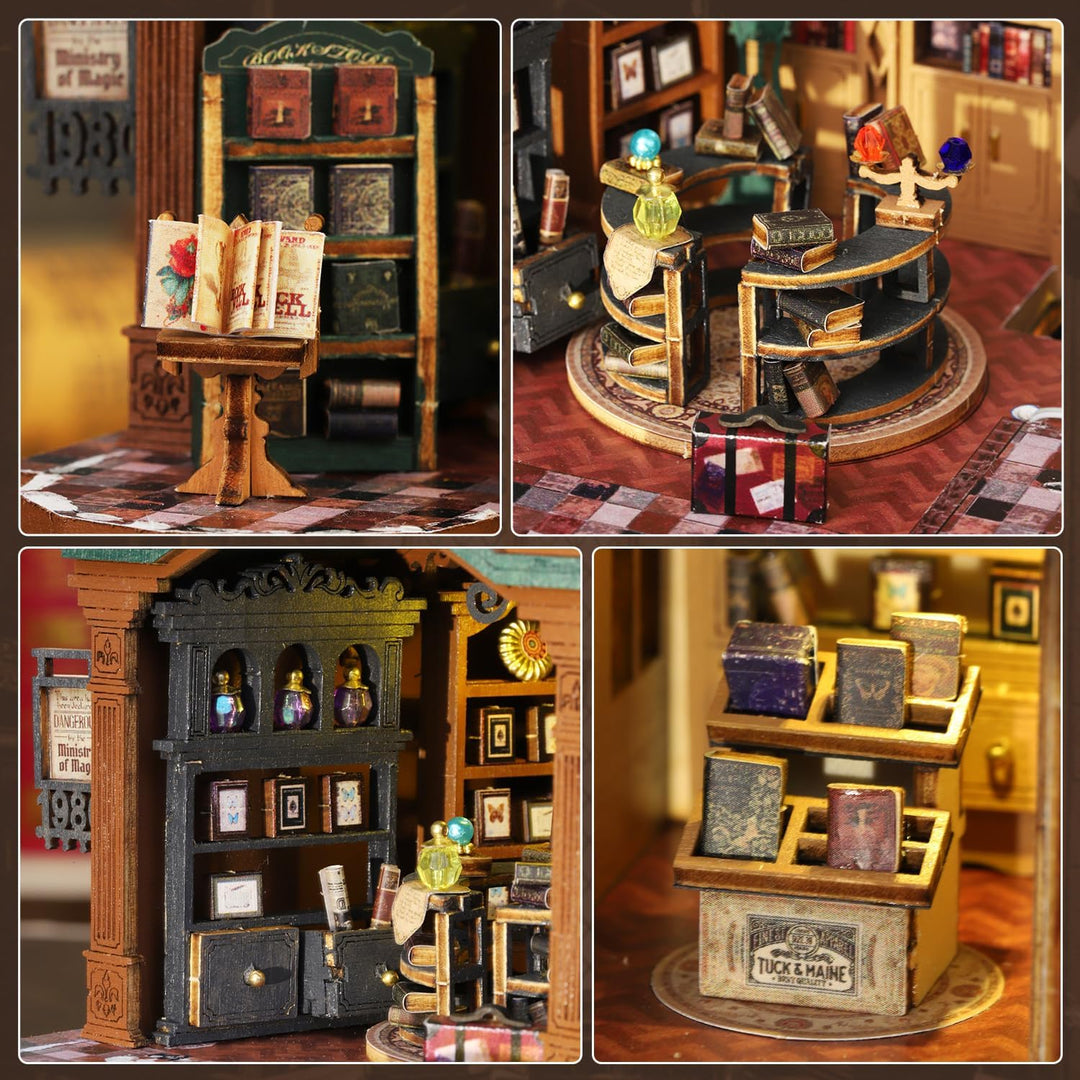 Mostop DIY Miniature Dollhouse Kit,Wooden Dollhouse Construction Kit,Miniature House Kit with LED Li