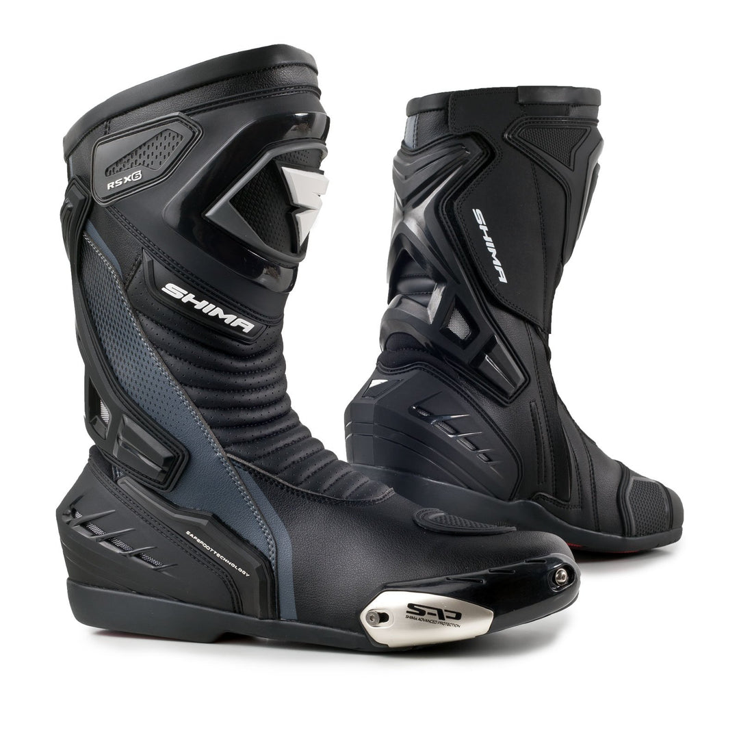 SHIMA RSX-6 Men, Motorradsteifel Herren | Verstärkte Leder Motorradschuhe mit Seitlichem Reissversch