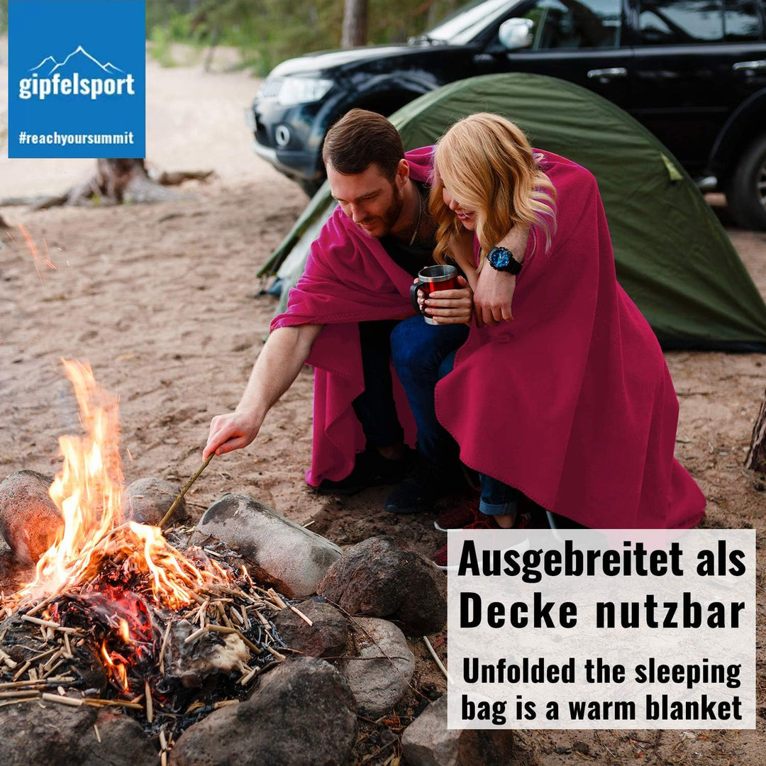 gipfelsport Mikrofaser Fleece Decke mit Schlafsackfunktion I Grösse 185 x 150cm, ca. 690 g I Microfa