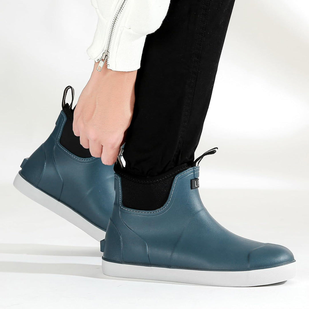 Rumkok Gummistiefel Herren Halbhoch, Grundlegend Wasserdicht Atmungsaktiv Stiefeletten, Anti-Rutsch