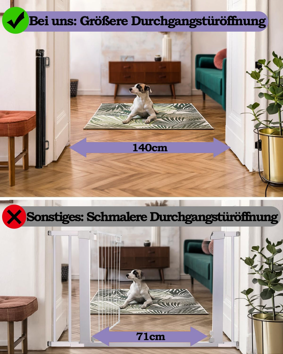 2PCS Treppenschutzgitter für Babys, 86 cm hoch, ausziehbar bis 140 cm breit, Kinderschutzgitter für