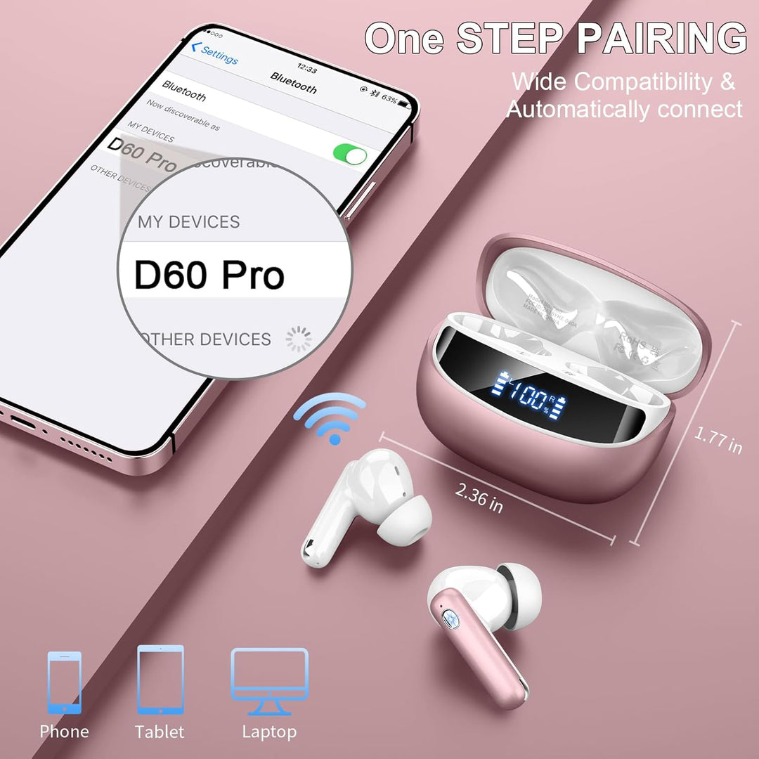 Nerunsa Bluetooth Kopfhörer Sport, 50 Std Spielzeit In Ear Kopfhörer mit ENC Noise Cancelling Mics,
