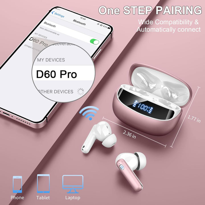 Nerunsa Bluetooth Kopfhörer Sport, 50 Std Spielzeit In Ear Kopfhörer mit ENC Noise Cancelling Mics,