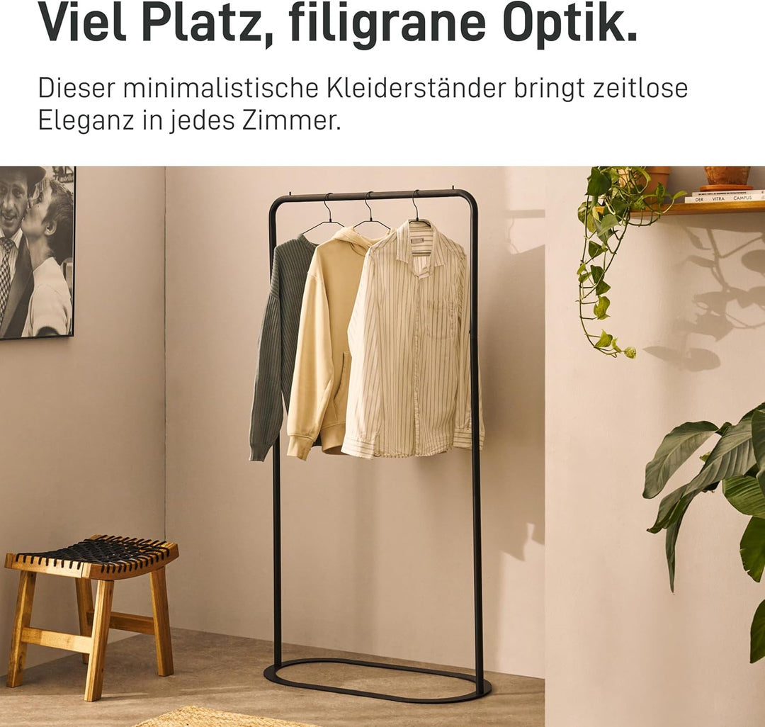 Natural Goods Berlin Kleiderständer OVAL - Kleiderstange Schwarz 160 cm x 80 cm - Stehender Metall K