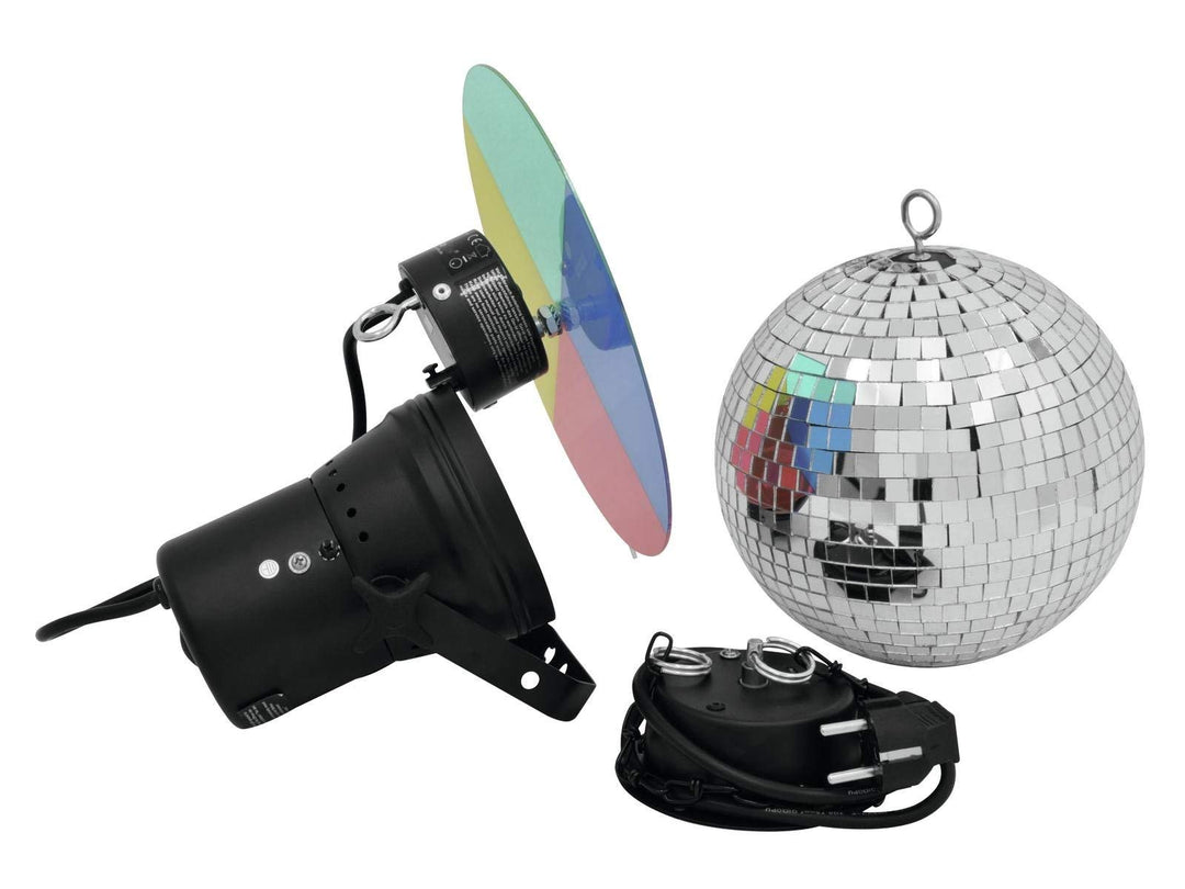 EUROLITE Spiegelkugelset 20cm mit Pinspot | Set bestehend aus Motor, Spiegelkugel, Kette, Pinspot un