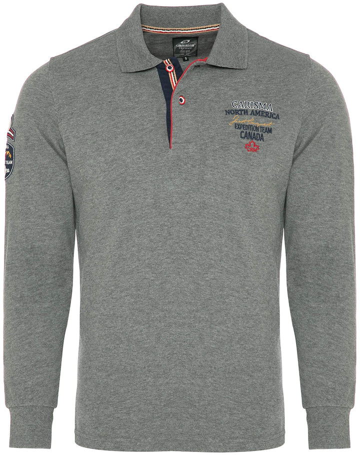 Carisma Langarm Poloshirt für Herren Baumwolle • Herren Langarmshirt mit Stickerei • Angenehmes Regu