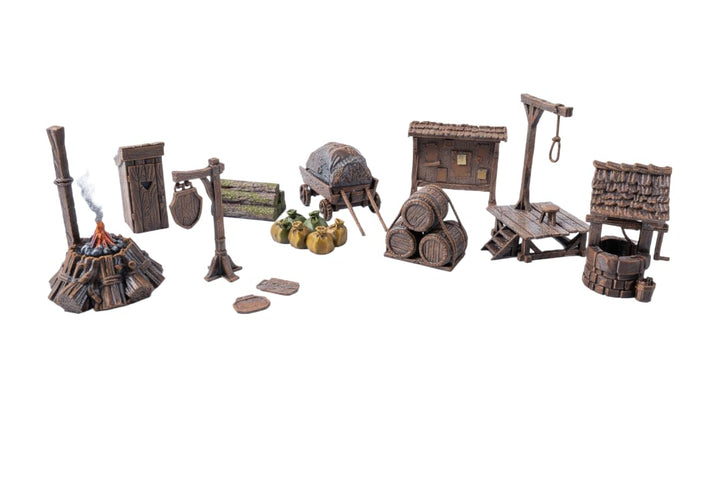 Stadtgegenstände Set – Umfassendes Geländezubehör für Tabletop-Rollenspiele, Dungeons & Dragons, War