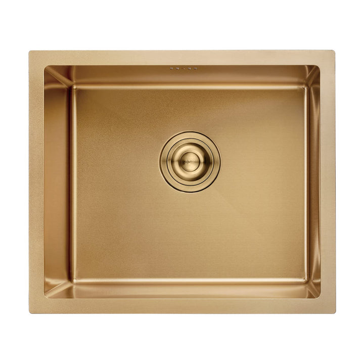 Ibergrif M85043G Küchenspüle 50 x 43 cm, Unterbauspüle mit Ablauffilter, Edelstahl Gold, Gold
