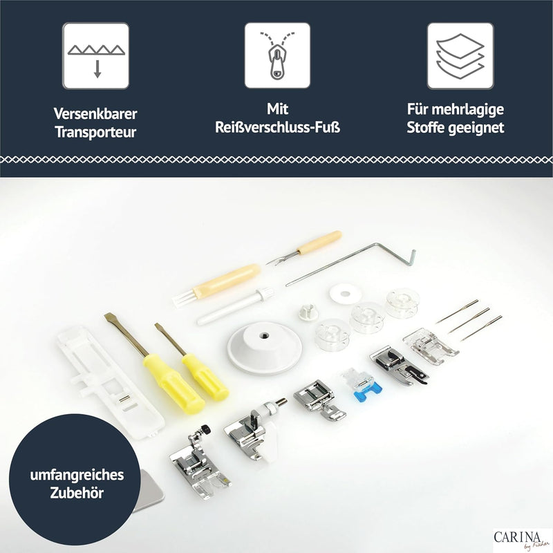 Carina Professional - Computer-Nähmaschine für Einsteiger, Fortgeschrittene & Profis; LED-Bildschirm