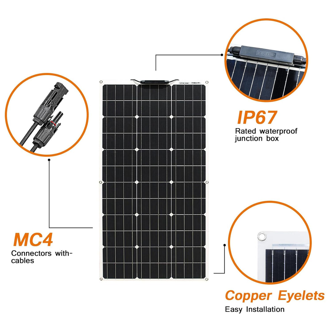 Aysolar 100W 12V Solarpanel Flexibel Monokristallines Flexible Solarmodul 100 Watt 12 Volt für Wohnw