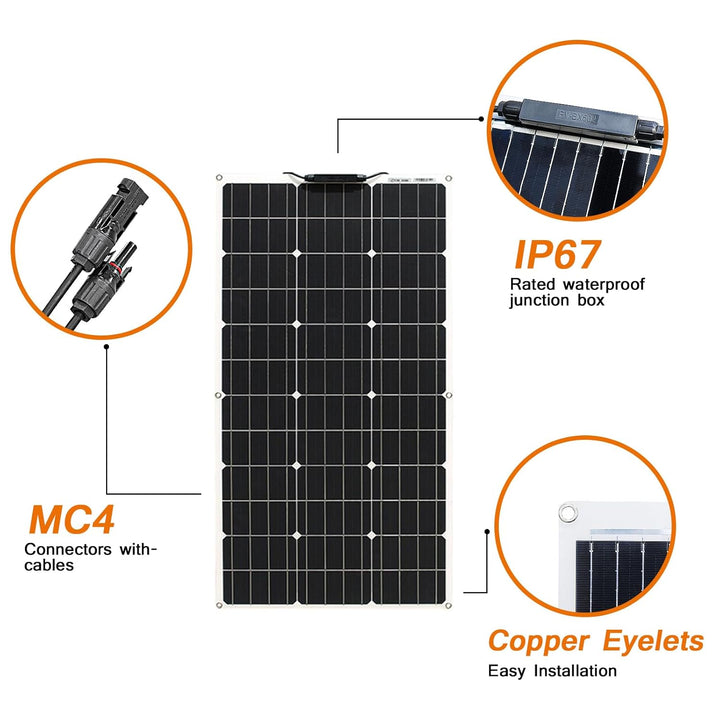 Aysolar 100W 12V Solarpanel Flexibel Monokristallines Flexible Solarmodul 100 Watt 12 Volt für Wohnw