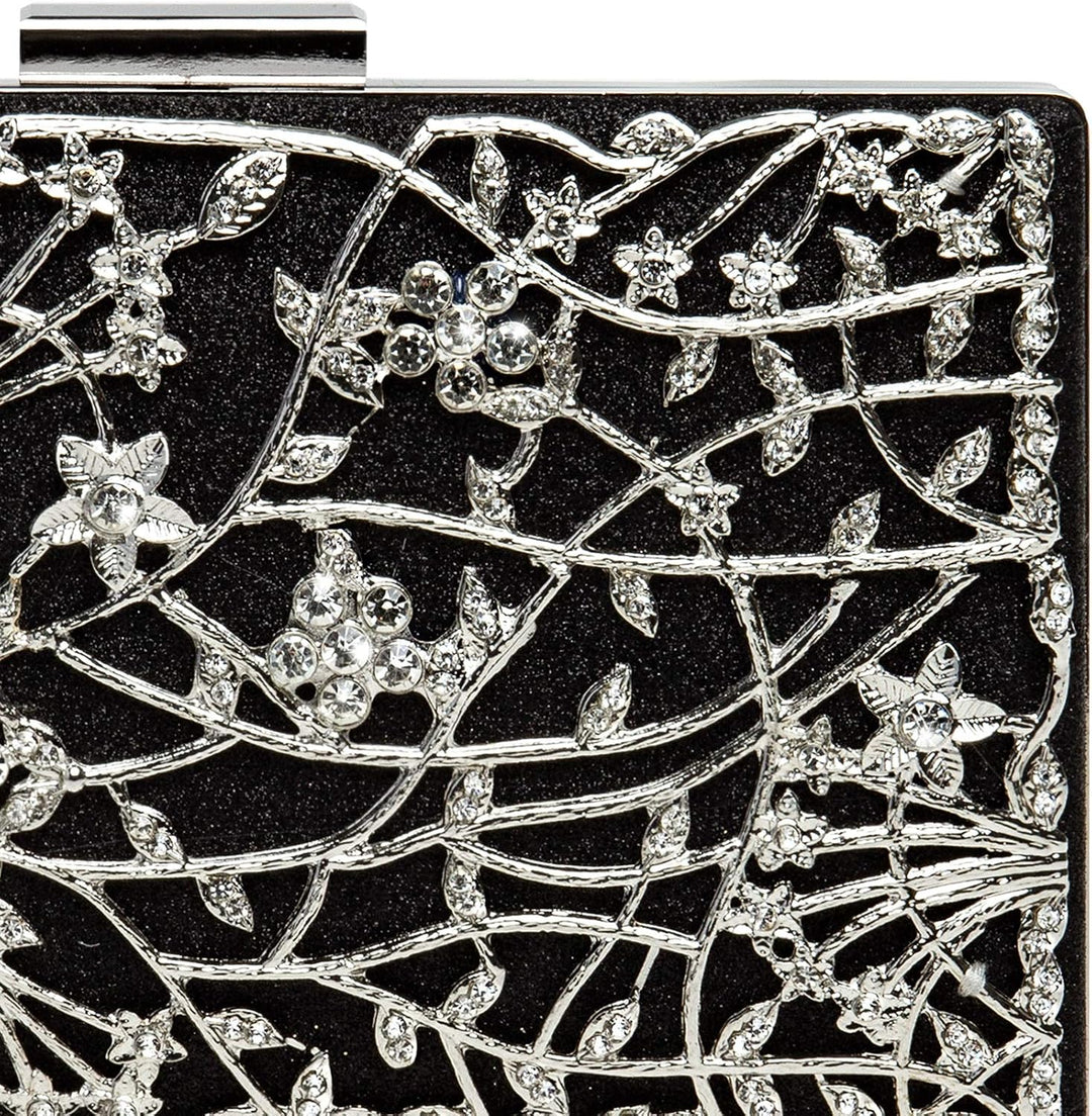Caspar TA528 aussergewöhnliche elegante Damen Box Clutch mit floralem Metalldekor Einheitsgrösse Sch