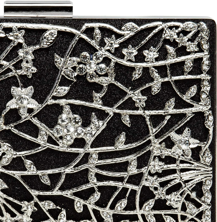Caspar TA528 aussergewöhnliche elegante Damen Box Clutch mit floralem Metalldekor Einheitsgrösse Sch