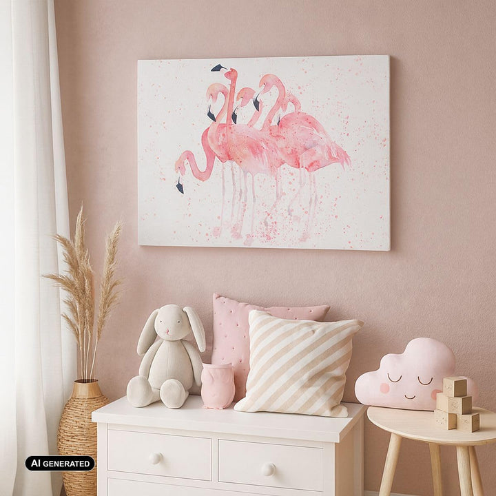ARTTOR Bilder auf Leinwand 100x70cm Leinwandbild Flamingo Vogel Wasser Gross Wanddeko Bild Schlafzim