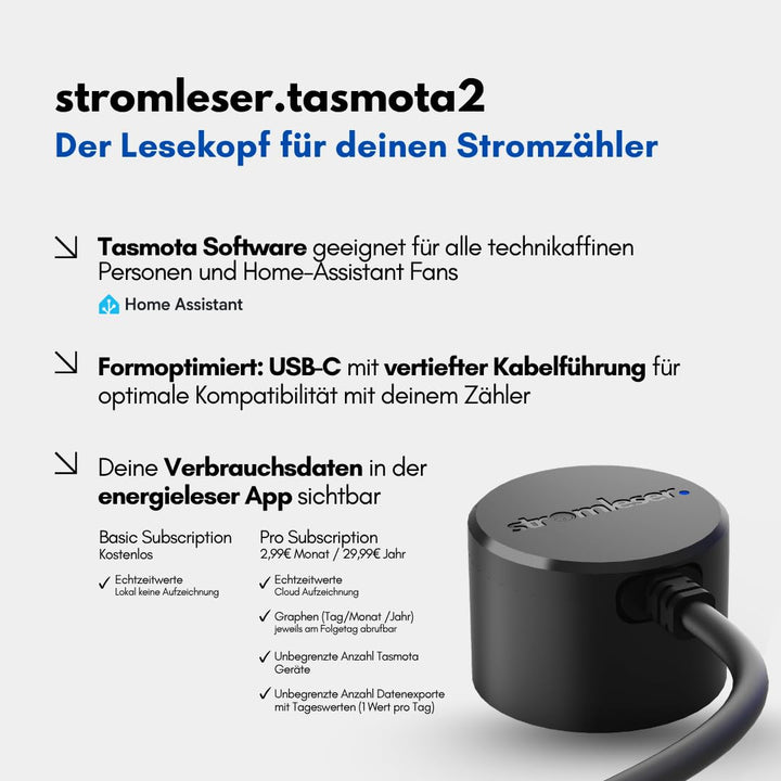Stromleser WIFI smart meter IR Lesekopf Wlan Tasmota vorinstalliert inkl. Kabel
