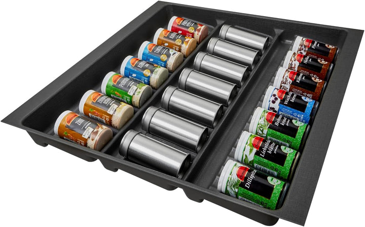 SO-BOX 2 Gewürzeinsatz Breite 50,9 cm, Tiefe 46,2 cm mit anthraziter Kanvas-Struktur für Schubladen