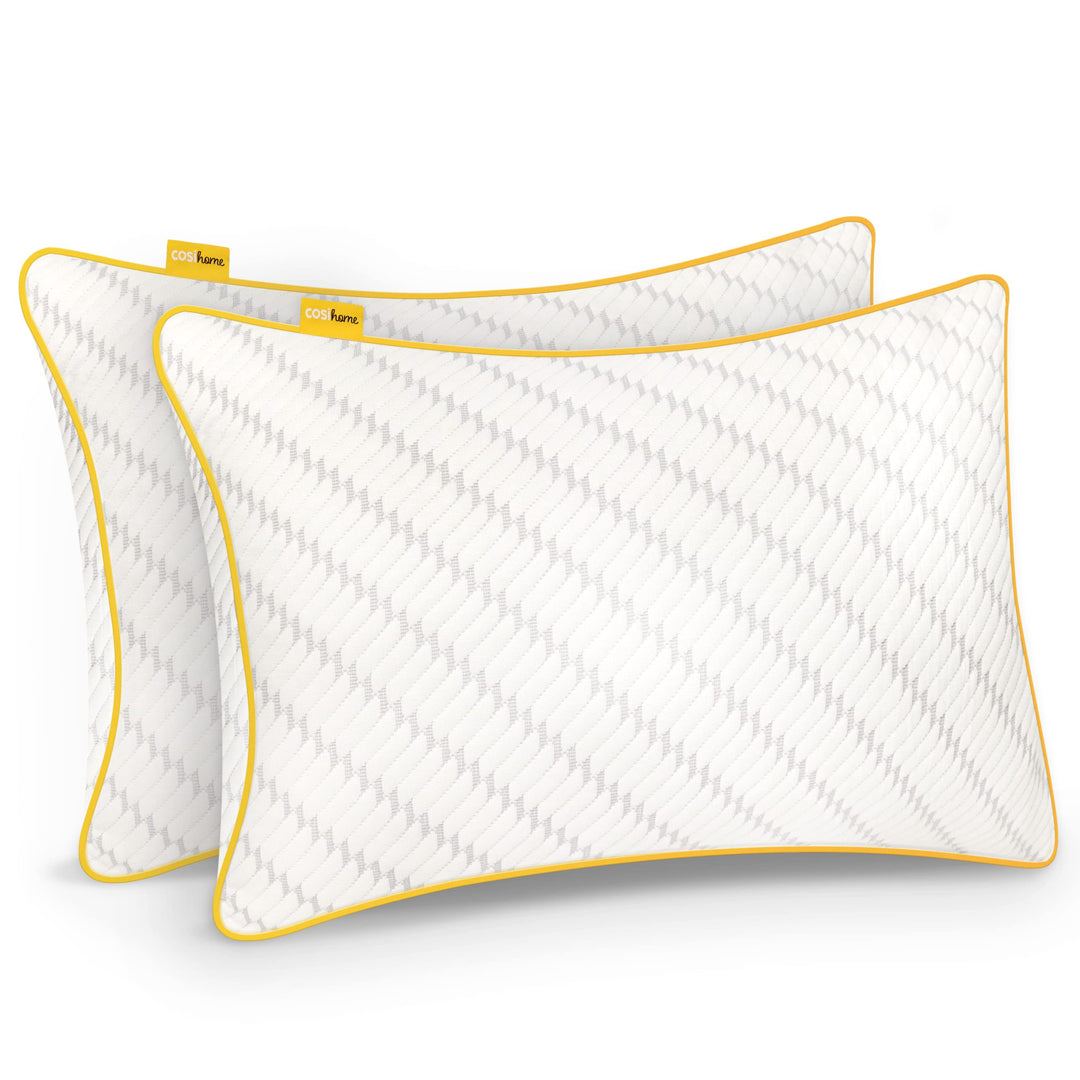Cosi Home Geschreddertes Memory Foam Kissen zum Schlafen (2er Set), Verstellbares Kopfkissen mit Bam