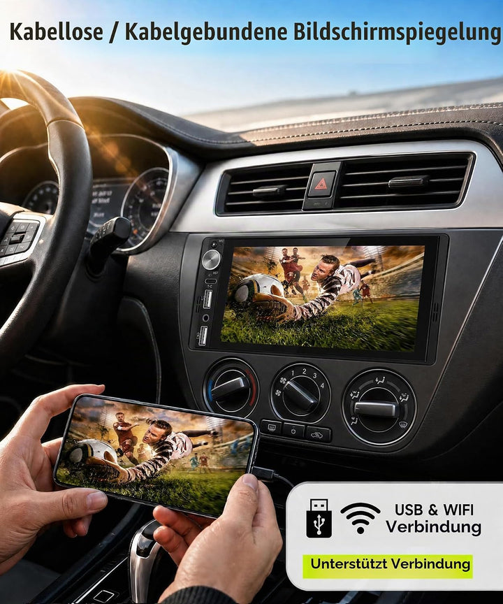 Rimoody DAB+/DAB Autoradio 1 Din mit Wireless Carplay Android Auto Bluetooth 5.2, 6.9 Zoll Touchscre