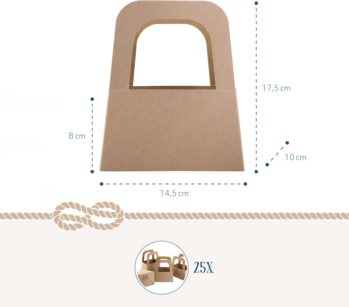 Logbuch-Verlag 25 kleine Kraftpapier Körbchen braun natur - Geschenkverpackung mini Korb mit Henkel