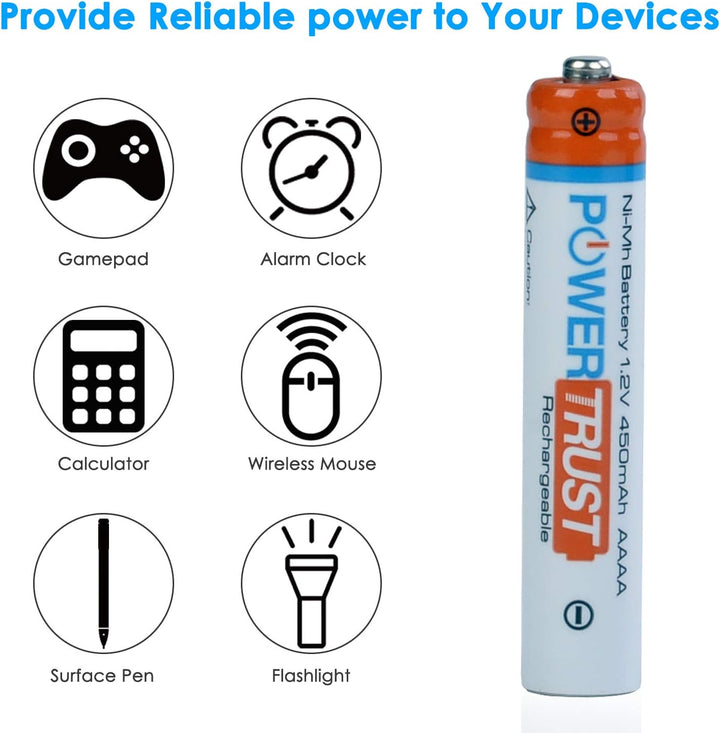 PowerTrust 4Pcs AAAA Wiederaufladbar Akku mit Ladegerät für LR61/ AAAA/ E96/ Surface Pen/Surface Boo