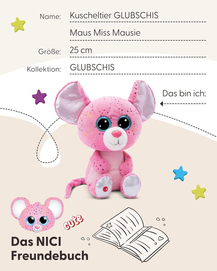 NICI Kuscheltier GLUBSCHIS Maus Miss Mausie 25cm pink - Stofftier aus weichem Plüsch, niedliches Plü