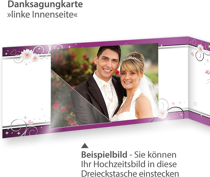 tatmotive Danksagungskarten Hochzeit Herzen (10 Sets) sehr elegante Dankeskarten für Hochzeit, inkl.