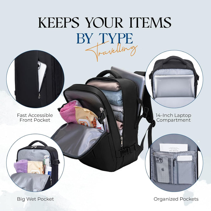 VMIKIV Handgepäck Rucksack 40x20x25 für Ryanair Rucksack Damen Wasserdicht Laptop Rucksack Herren fü