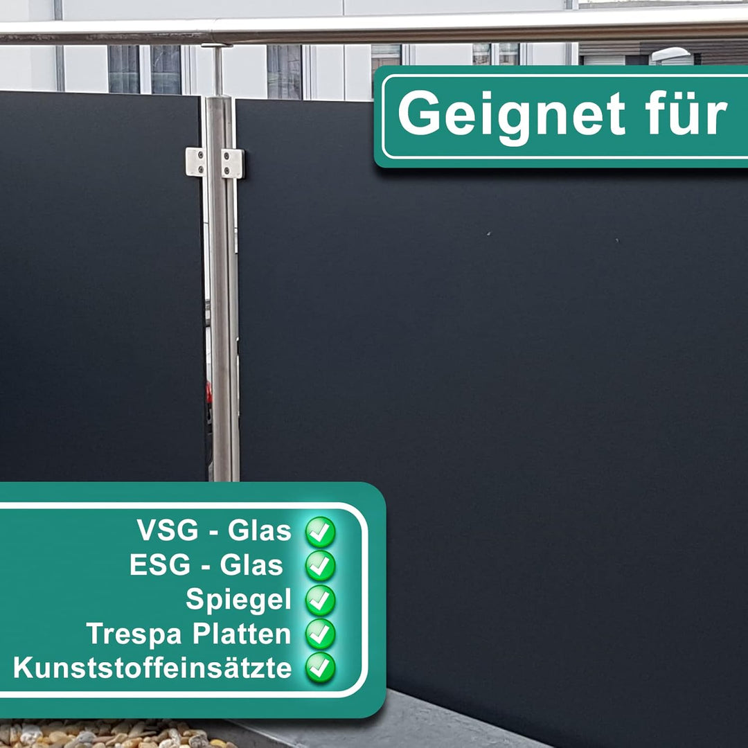 PRIOstahl Glashalter Glasklemmen Abstandhalter Klemmhalter - 4 Stück 45 x 45 x 26 mm für Ø 42,4 mm G