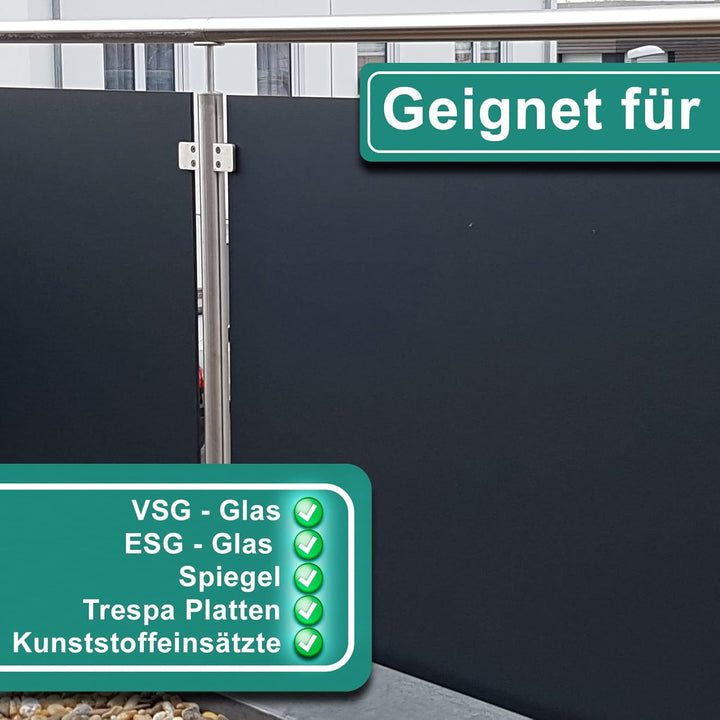 PRIOstahl Glashalter Glasklemmen Abstandhalter Klemmhalter - 4 Stück 45 x 45 x 26 mm für Ø 42,4 mm G