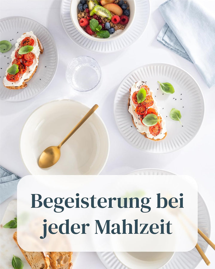 Suppenteller 6er Set Hygge Serie - Premium Steingut, Kratzfest, Für Spülmaschine, Mikrowelle - Styli