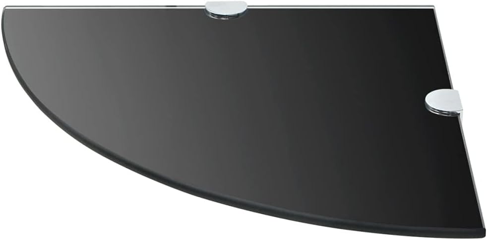 homiuse Wandregal Eckregale 2 STK. Verchromte Halterungen Glas Schwarz 25x25cm Regal Wand Wandregal