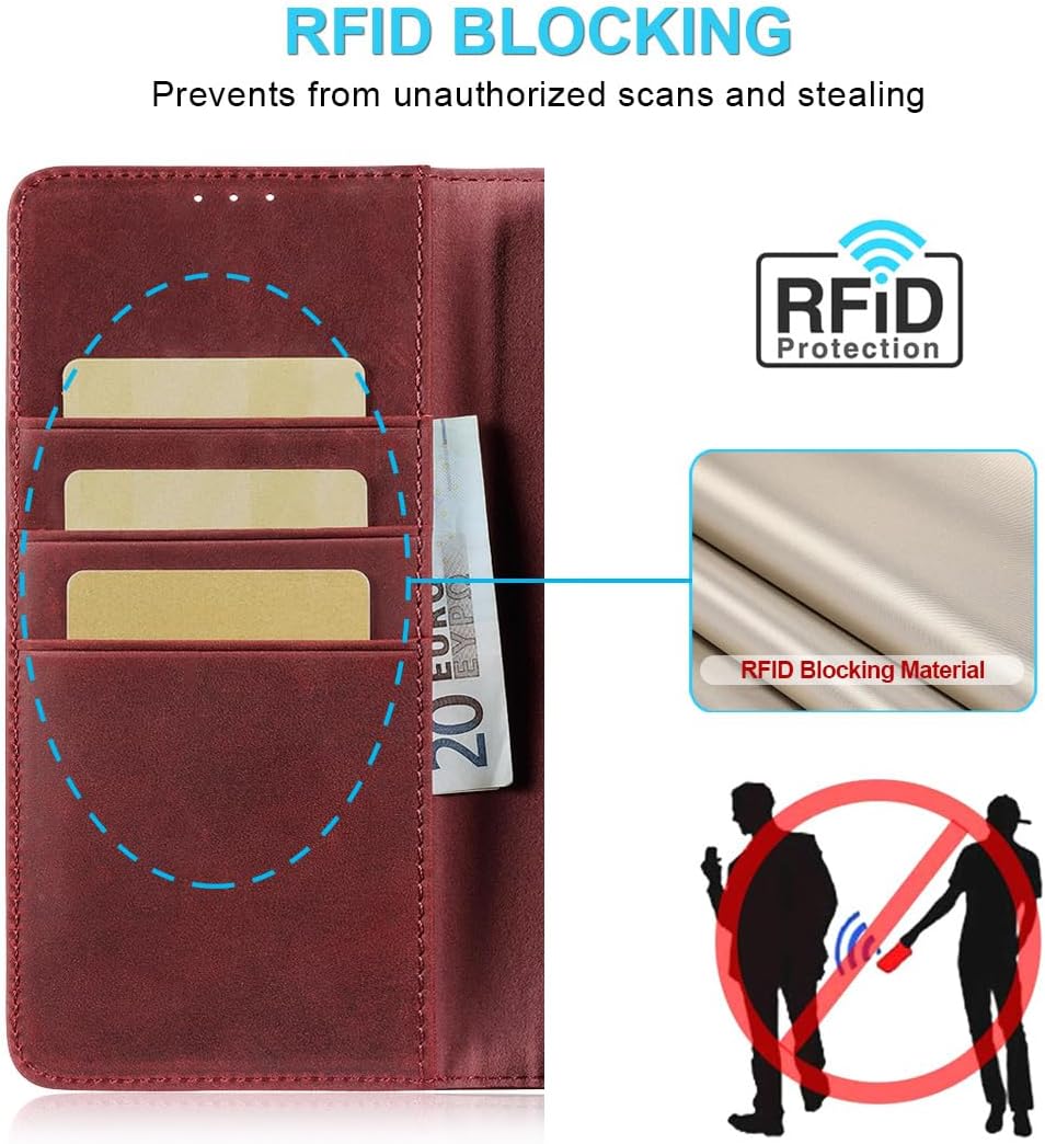 LENSUN Echtleder Handyhülle für Samsung Galaxy S26 Ultra, Hülle [Brieftasche][RFID Schutzhülle][Stan
