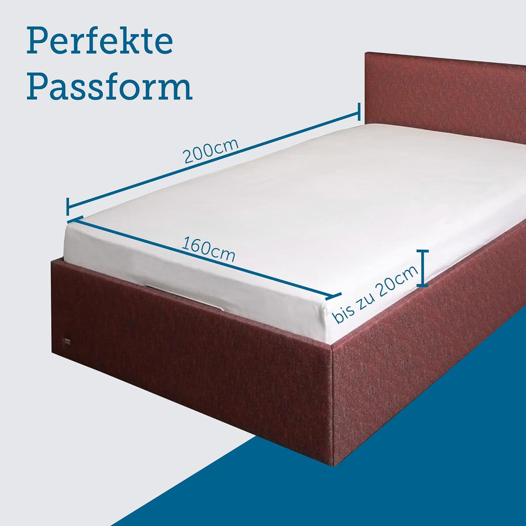 SETEX Molton Köper Matratzenschutz, 160 x 200 cm, Matratzenschoner aus 100 % Baumwolle, Basic, Weiss