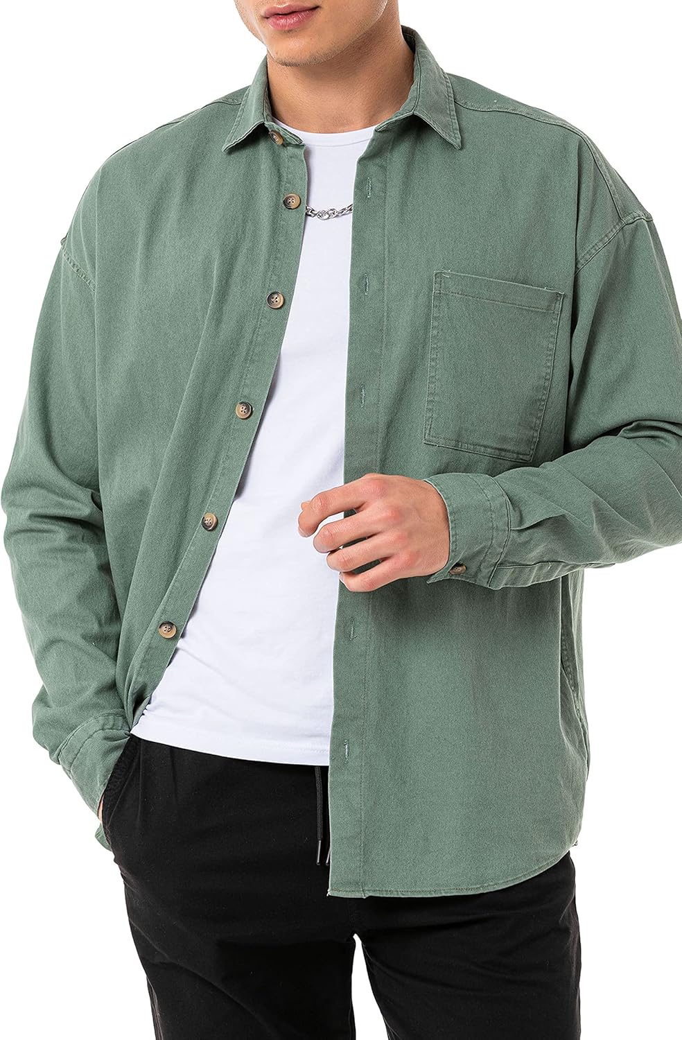 Red Bridge Herren Hemd Jeanshemd Premium Denim Oversized Wide Cut S Khaki, S Khaki