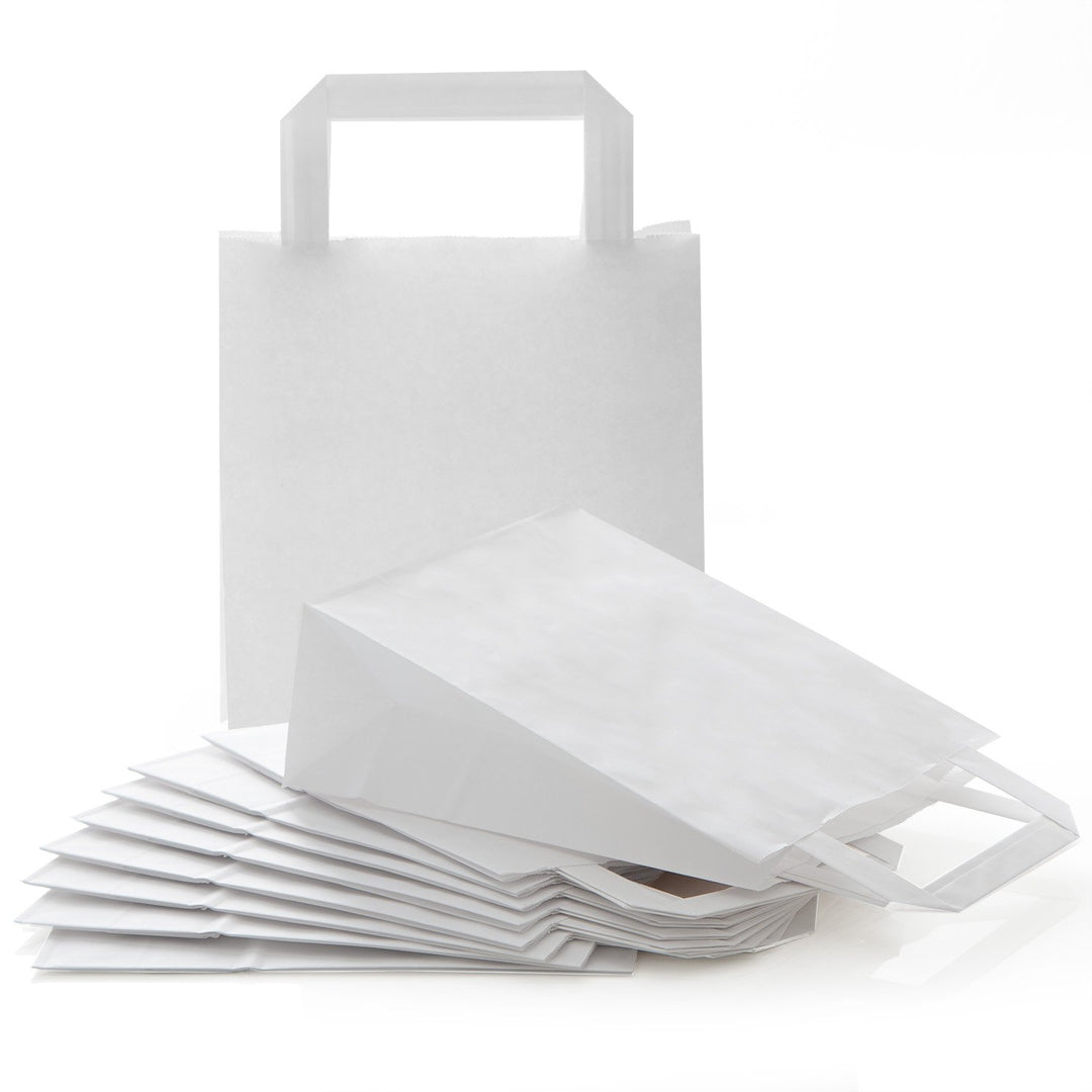 Logbuch-Verlag 100 weisse Papiertüten mit Henkel 18 x 8 x 22 cm Tragtaschen Geschenktaschen einfarbi