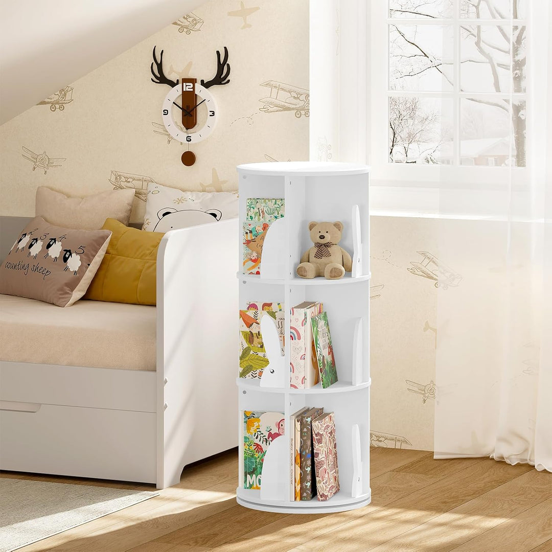 WOLTU Bücherregal Kinder, drehbares Kinderregal mit 3 Ebenen, Bücher Regal Kinderzimmer Wohnzimmer,