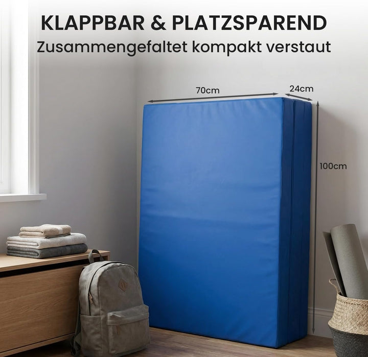 Jeflex - klappbare Weichbodenmatte & Turnmatte 210 x 100 x 8 cm MADE IN GERMANY/Gymnastikmatte tragb
